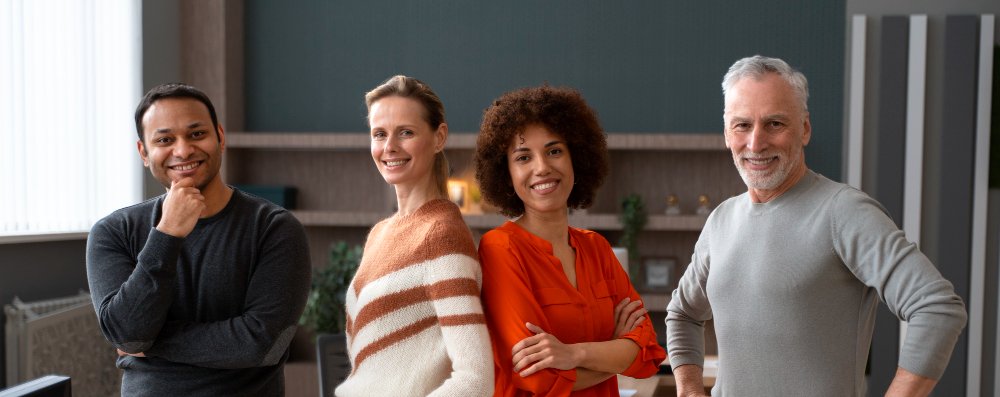 Colegas no escritorio durante um dia de trabalho